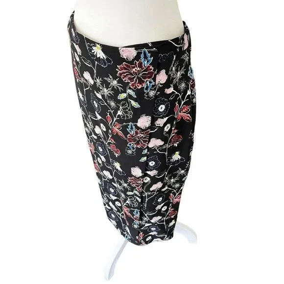 ALC Daniel’s Floral 100% Silk Wrap Belted Midi Skirt Size 6 - Picture 5 of 11